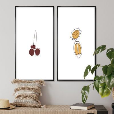 «Retro Fruits in Pastel Colors I», ensemble de 2 impressions