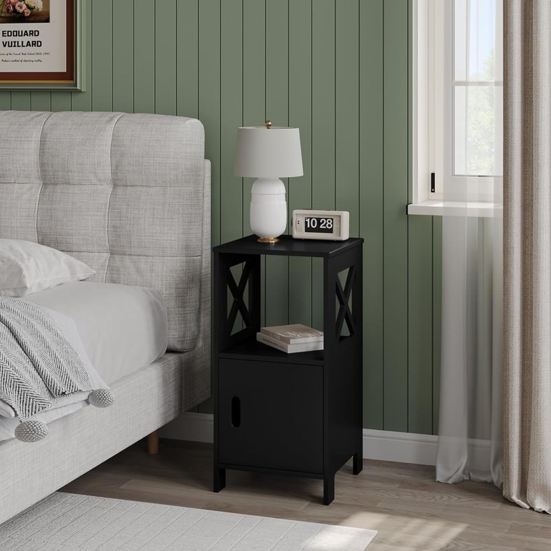 Evelin 30cm W Bedside Table, Black
