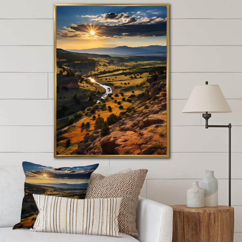 Barraco Colorado Landscape III - reproduction d'art sur toile, Cadre flottant doré, H 40 po x l 30 po x P 1,5 po