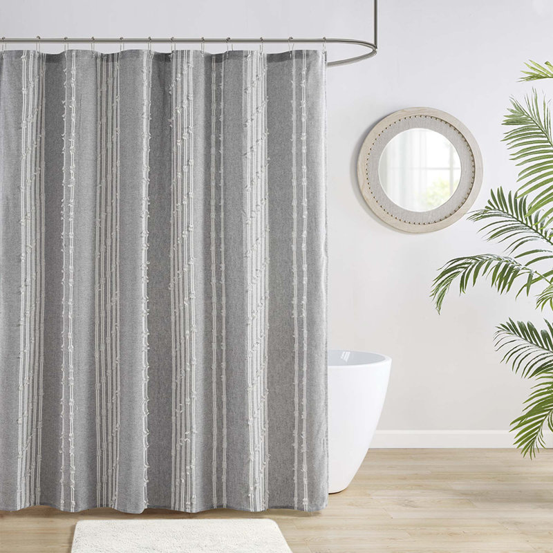 Rideau de douche en jacquard Farmhouse, Gris