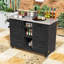Chariot de barbecue pliable avec plateau en acier inoxydable, armoire à déchets, tablettes et roues réglables-126059428