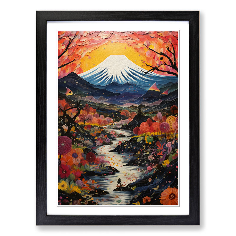 Mount Fuji Expressionism No.2 - Framed Print, 34cm H x 25cm W x 2cm D, Black