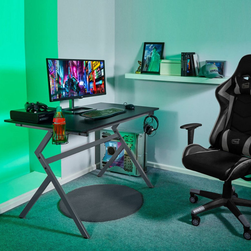 Metal Base Computer Desk, Black