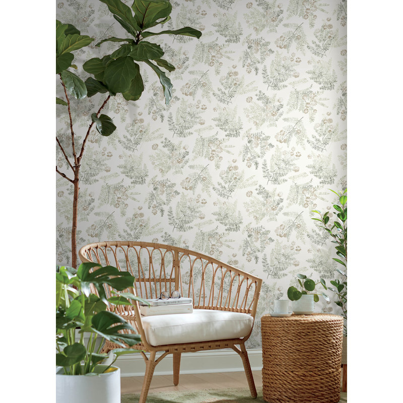 Papier peint botanique vert Frith, Vert