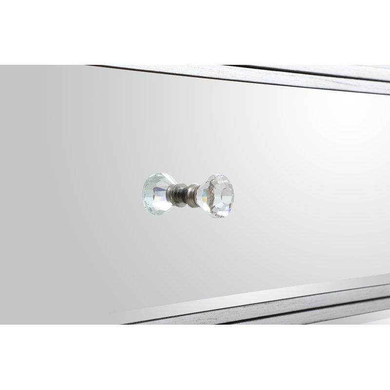 Commode double 6 tiroirs Rotella Mirrored, Argent