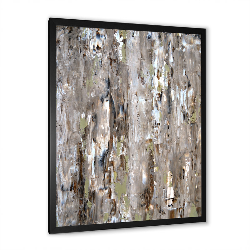 «Green and Beige Abstract Art II», reproduction d'art sur toile, H 36 po x l 24 po x P 1 po, Cadre photo noir