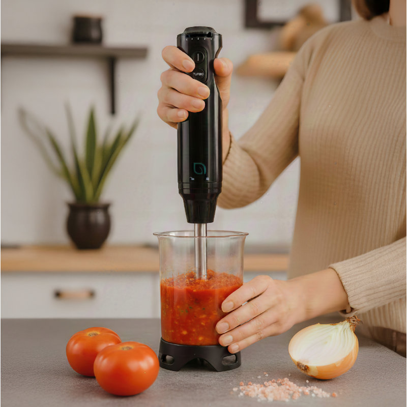 WILLOW Immersion Blender Crafted From 99% Recycled Plastics with Powerful 500W Turbo Motor and 5 Speed Settings - BLACK