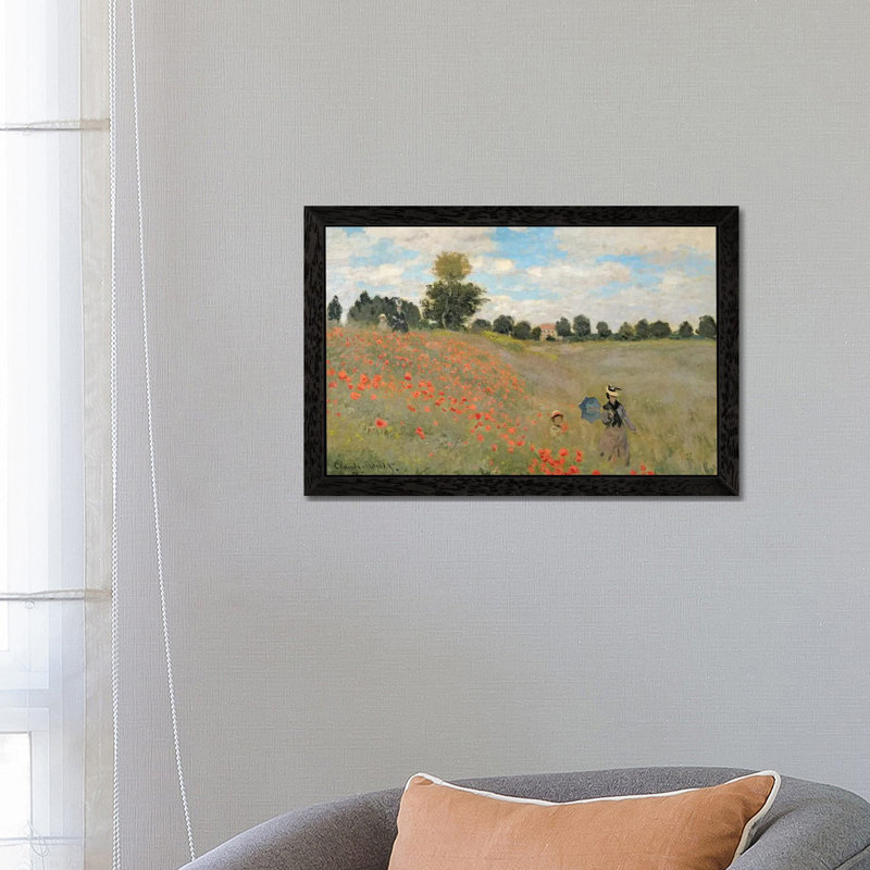 Claude Monet - Print on Canvas, 101.6 cm H x 66.04 cm W, Black Floater Framed
