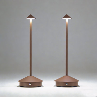 Modern Cordless Led Table Lamp - Ip54 Waterproof, Touch Dimmable With Memory, 5000mah Rechargeable Battery For Indoor & Outdoor Use(set Of 2,brown)