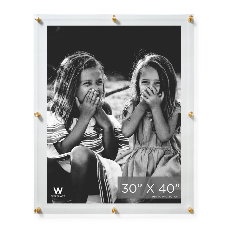 Cadre photo double panneau en acrylique, H 34 po x l 44 po, Or