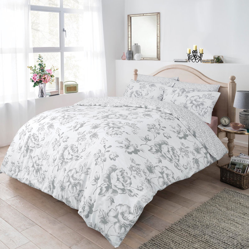 Farrow Duvet Cover Set, Grey/White, Kingsize - 1 Standard Pillowcase