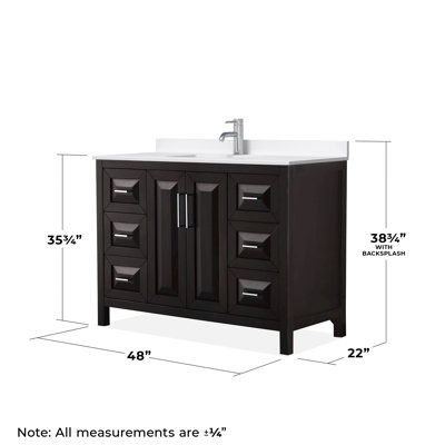 Ensemble de meuble-lavabo simple 48 po avec plateau en quartz Daria