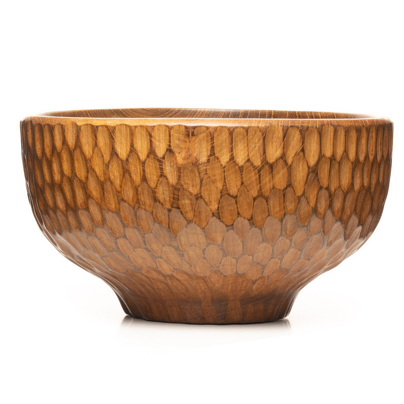 Ensemble de 4 bols en bois de teck sculpté Dome Shiruwan