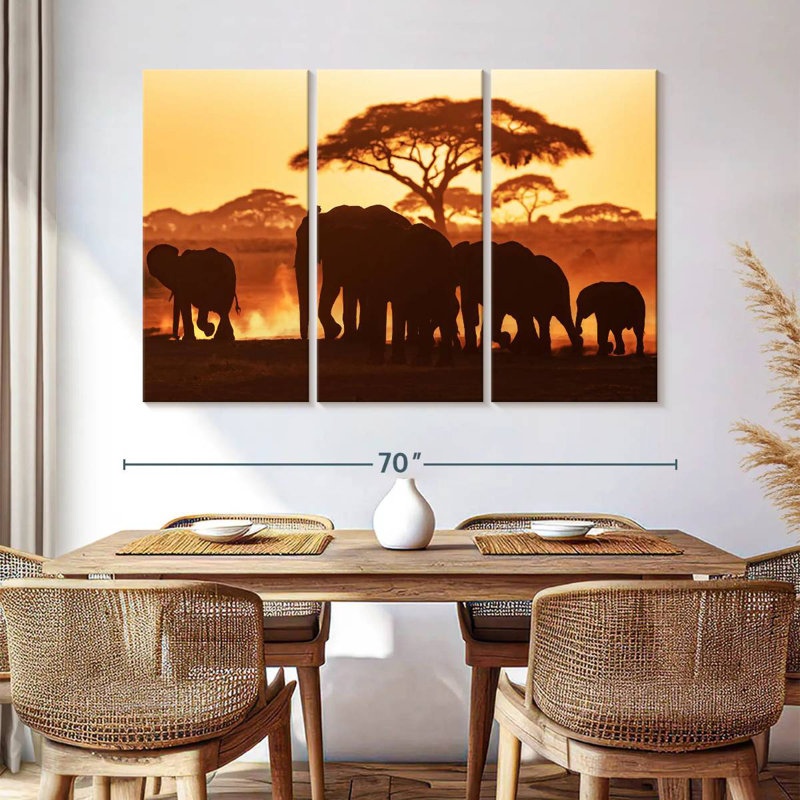 Elephant Herd In Amboseli, 42" H x 65" W