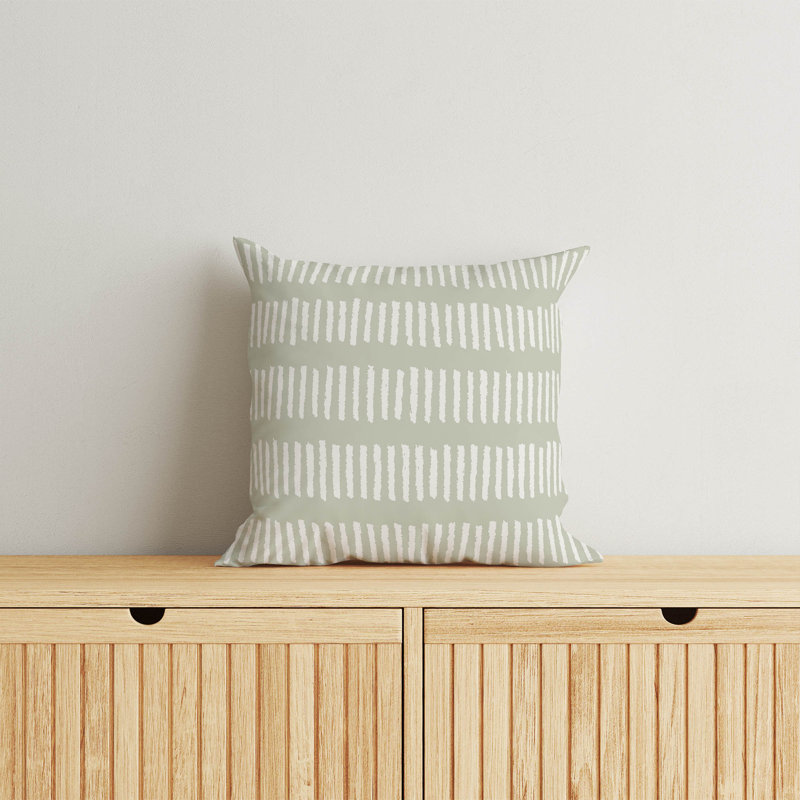 Coussin décoratif lignes d'escrime, H 16 po x l 16 po, Vert clair rayé