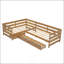 Lit plateforme simple en forme de L avec trois tiroirs de rangement-779460197
