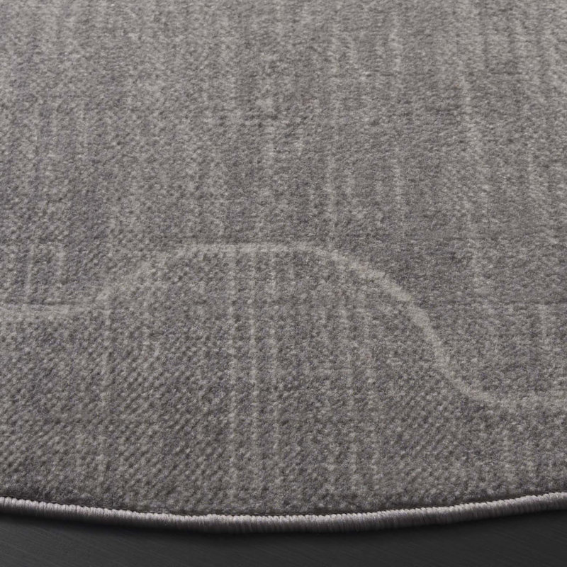 Loanne Temple Bcf/Jute/Latex/Overlock Abstract Rug in Gray, Round 6'7"