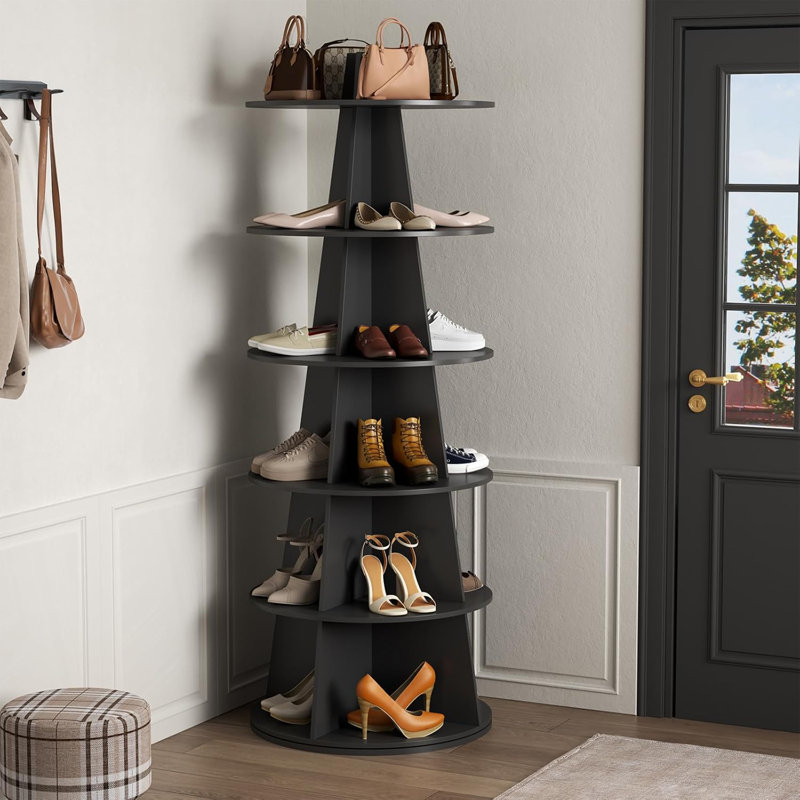 6-Tier Rotating Shoe Rack, Black