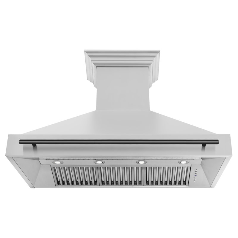 ZLINE 48" Autograph Edition Stainless Steel Range Hood with Stainless Steel Shell and Accent Handle, Matte Black