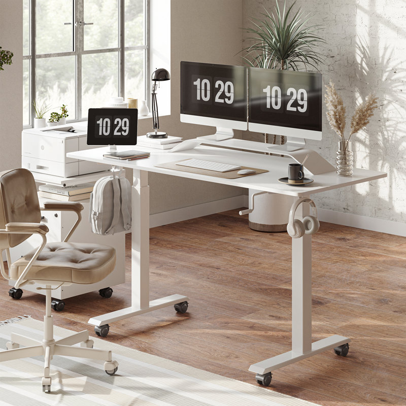 Bureau pour travailler debout à hauteur réglable, Blanc / blanc