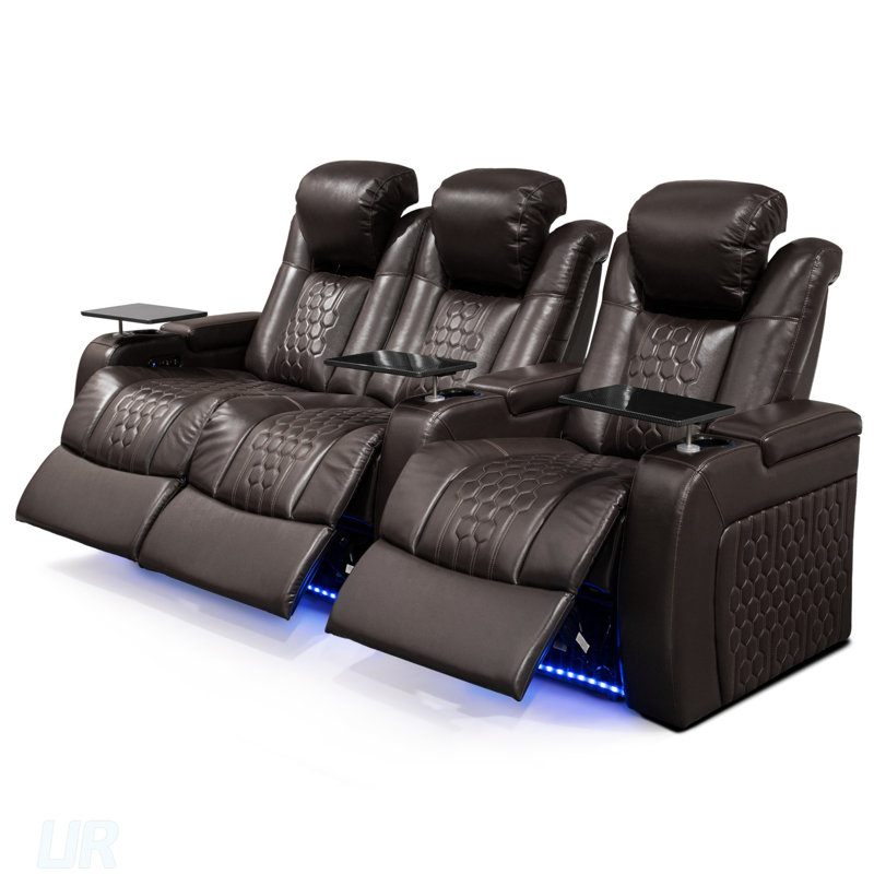 93.3 Inch Power Recliner 3 PC Set With Top-Grain Nappa, Fully Adjustable Relaxation, Smart Charging, And Dynamic RGB LED Lighting