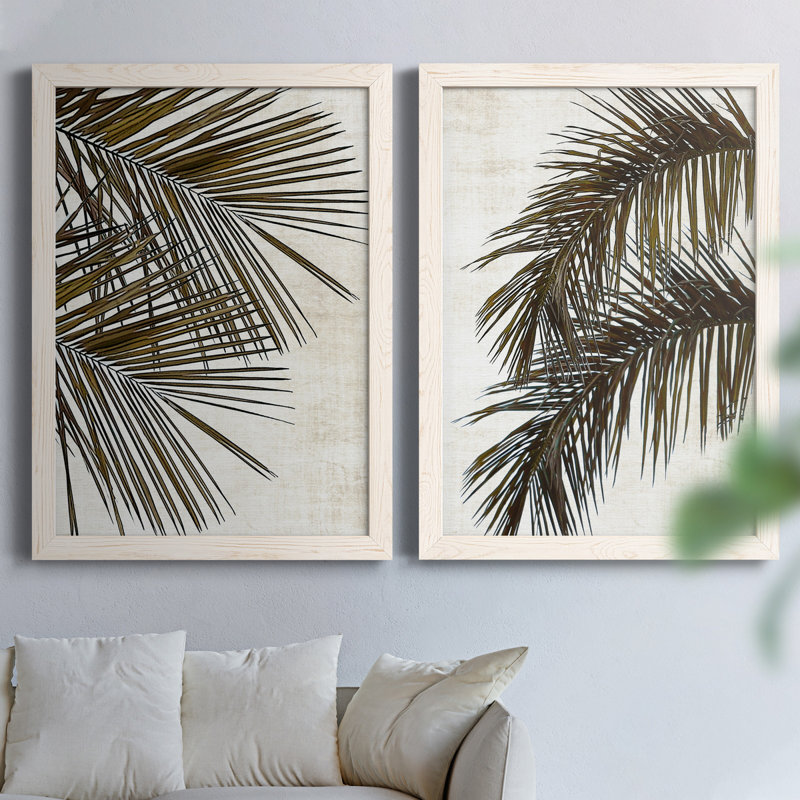 Palm I - ensemble de 2 peintures sur toile encadrées, Blanc, H 24 po x l 36 po x P 1,5 po