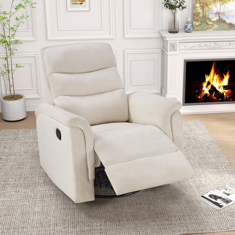  Fauteuil inclinable manuel pivotant et berçant de 34,6 po de largeur, Beige