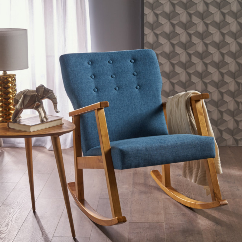 Chaise berçante rembourrée en tissu, Bleu