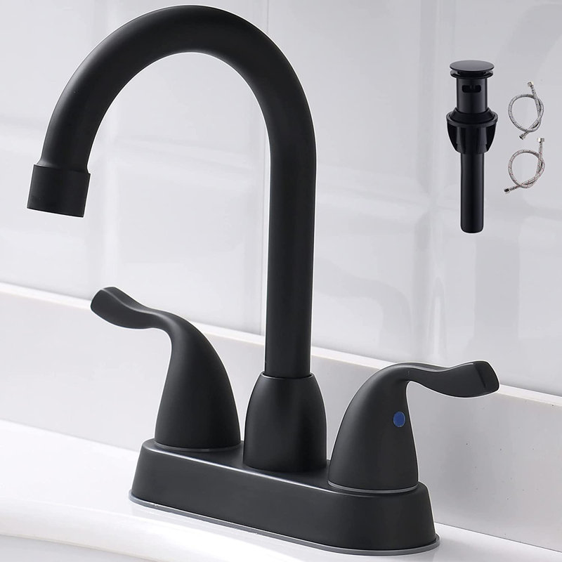 Robinet de salle de bain central noir à 2 poignées à 2 poignées