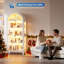 175cm H x 75cm W Modern Arched Glass Bookcase with RGB LED Lighting & Removable Shelves-1265179080