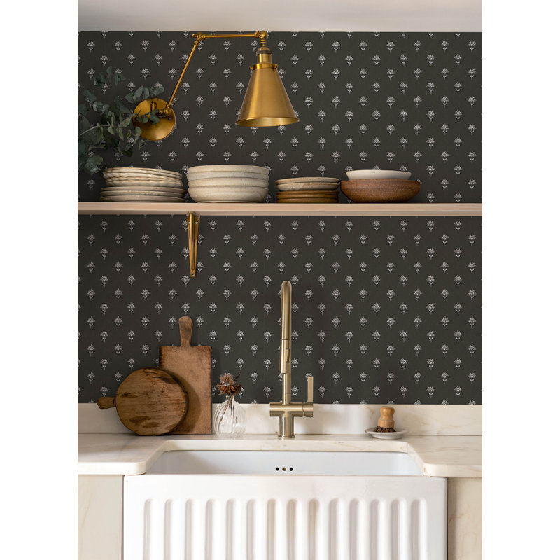 Papier peint floral Surdiva, Noir