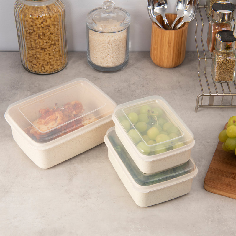 Eco-Friendly Beige Plastic Food Storage Container Set