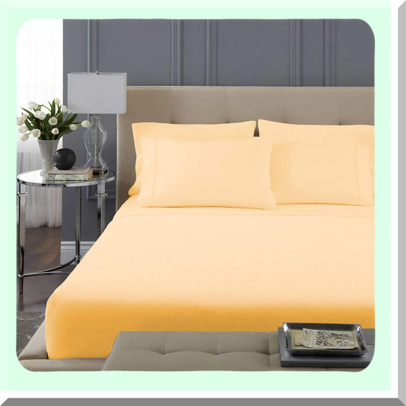 Apricot Orange Cotton Sateen Full Size Bedding Set - 100% Long Staple Cotton 4pc Sheets - Soft Breathable Weave - Deep Pocket Fits Upto 15" - Full Size Sheets