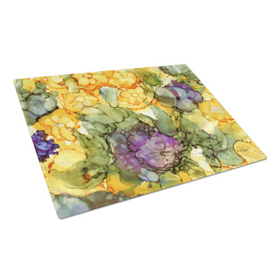 Caroline's Treasures Tempered Glass Abstract Flowers Cutting Board