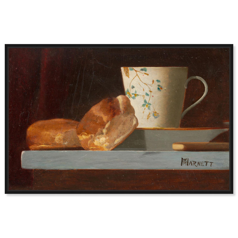 Art, art classique, nature morte, déjeuner, H 11 po x l 16 po, Cadre flottant noir