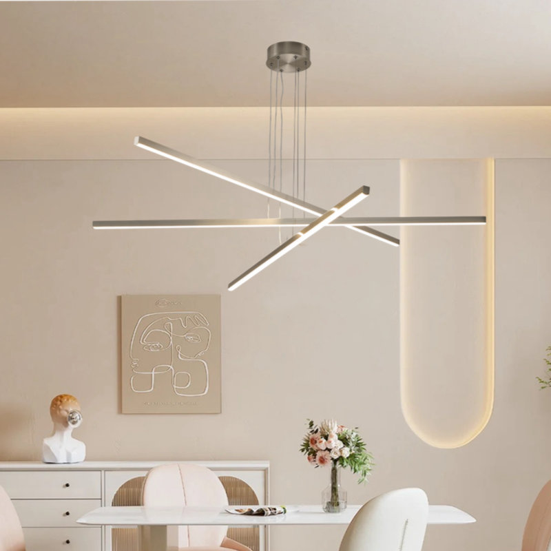 Pendant Lighting Fixture In Silver Integrated LED