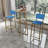 Bar Table And Chairs Three Piece Set, Gold Frame, Bar Table With Storage Function-686765966