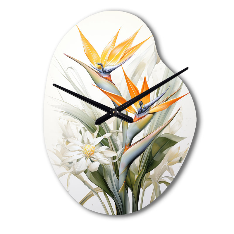 Birds Of Paradise III - Horloge murale en forme d'oiseau de paradis, Petit