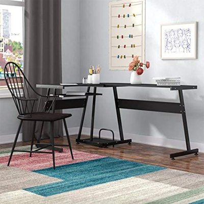 Modular L-Shaped Wrought Iron Computer Desk