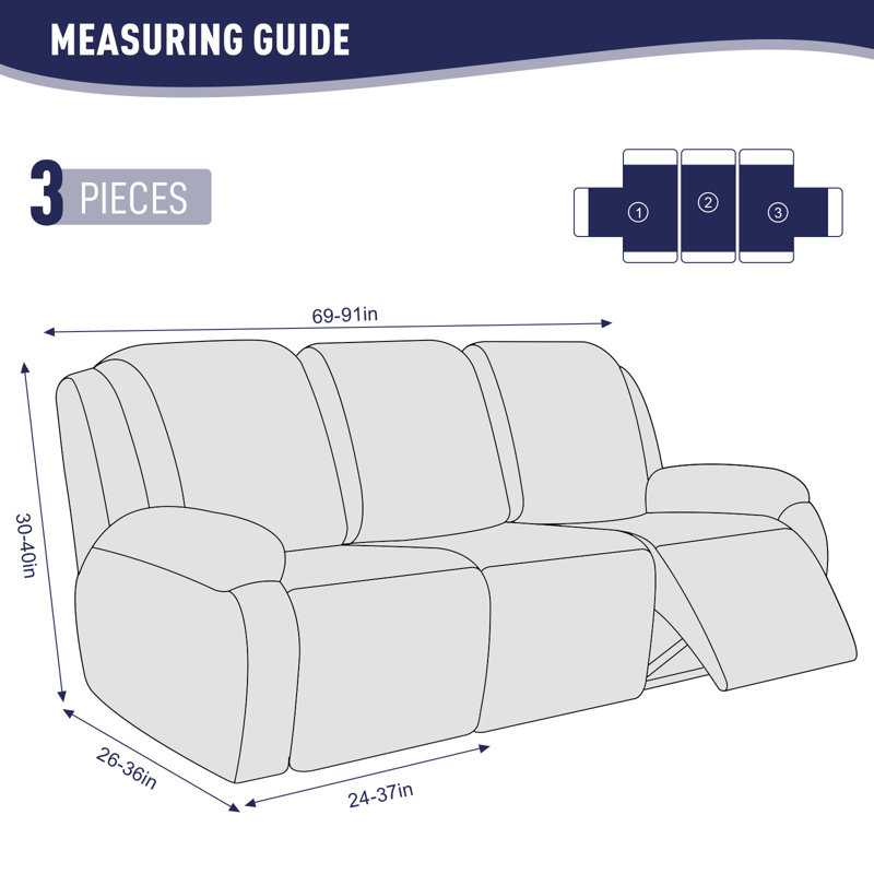 Housse de fauteuil inclinable avec poches 1-2-3, Bleu très foncé