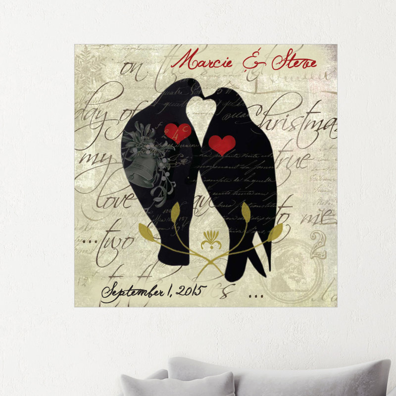 Décalcomanie murale personnalisée love oiseaux, H 20 po x l 20 po, Oui