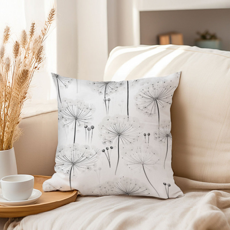 Botanical Dandelions Pattern VI Pillow Cover, 16"H x 16"W