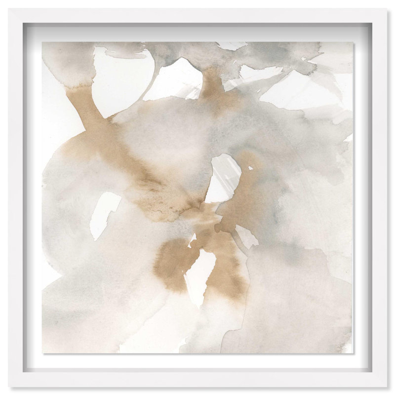 Oliver Gal Neutral Flow IV Abstract - Luxury Shadowbox Framed Wall Art, 25.5" H x 25.5" W, White