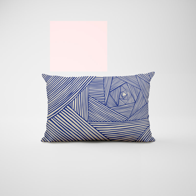 Polyester / Mélange de polyester Housse de coussin rectangulaire intérieure / extérieure lombaire et insert, Bleu marine