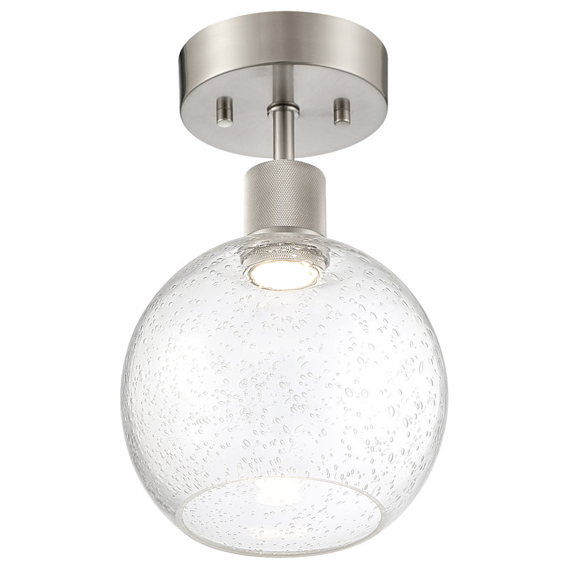 Port Nine Glass Semi Flush Mount, Brushed Steel