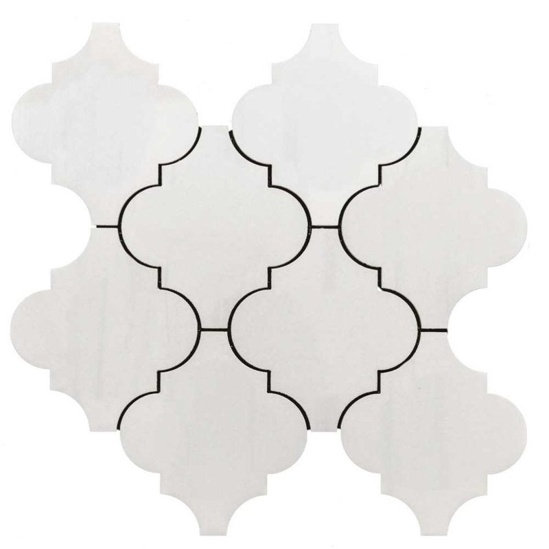 Carreau de mosaïque en porcelaine 11 po x 12 po Stately Arabesque, Dolomite ivoire