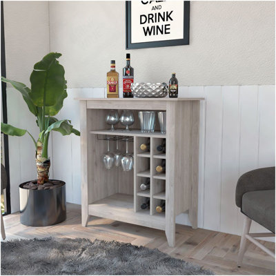 Armoire de bar 1 tablette à 1 tiroir et 6 bouteilles New Canaan - gris clair