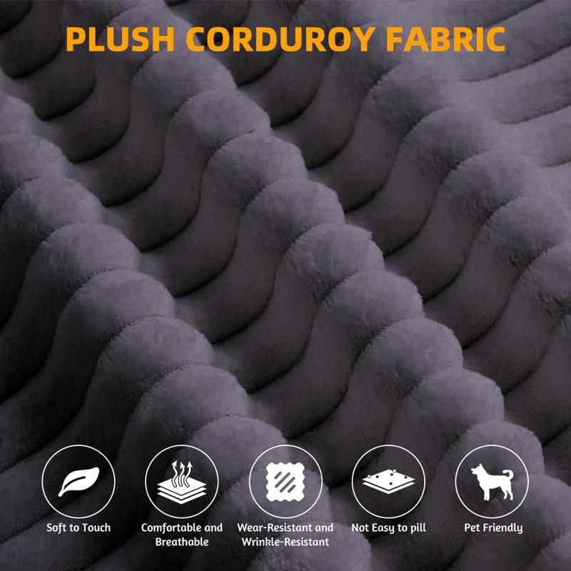 2-In-1 Foldable Sleepeer Sofa , Convertible Floor Sofa Bed With Multi Functional Blanket/Cushion, Dark Gray Corduroy