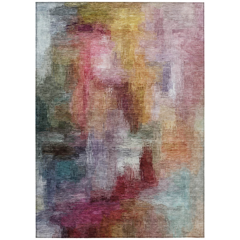 Machine Washable Indoor/Outdoor Chantille ACN2738 Modern Rug, Garnet, 5' x 7'6"