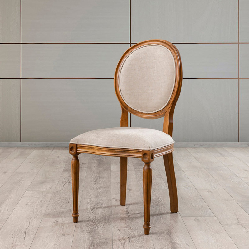 Élégante chaise en bois de hêtre avec revêtement en lin, 19,0 x 38,6 x 38,6 pouces | Fabrication en noyer massif et beige, fabrication 100% bois de hêtre | Conception traditionnelle pour le salon, la salle à manger et le bureau